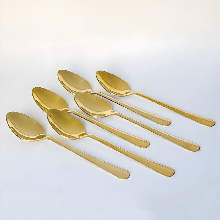 6pcs Long Back Rice Spoons-14G-Golden PVD Coated