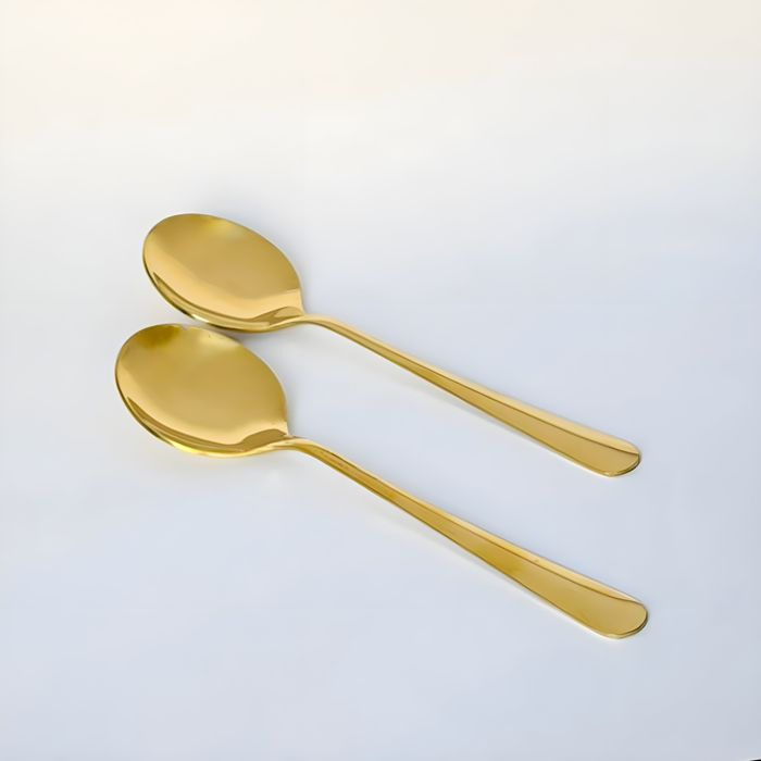 2pcs Long Back Curry Spoon-14G-Golden PVD Coated