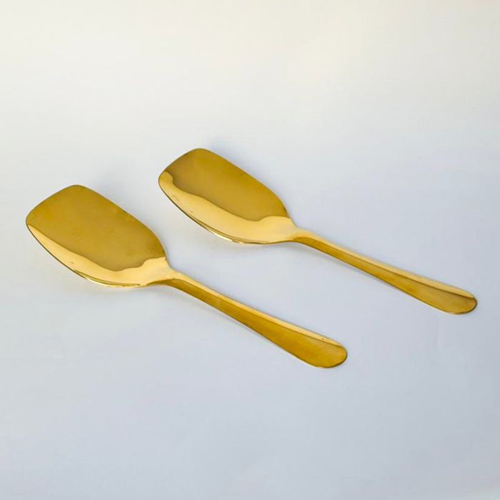2pcs Long Back Rice Serving Spoon-14G-Golden PVD Coated