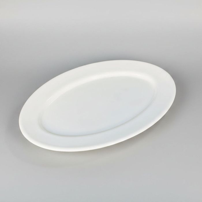 Oval Small Border Melamine White Dish