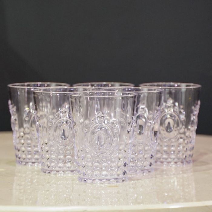 6pcs Desgined Acrylic Transparent Glass Set