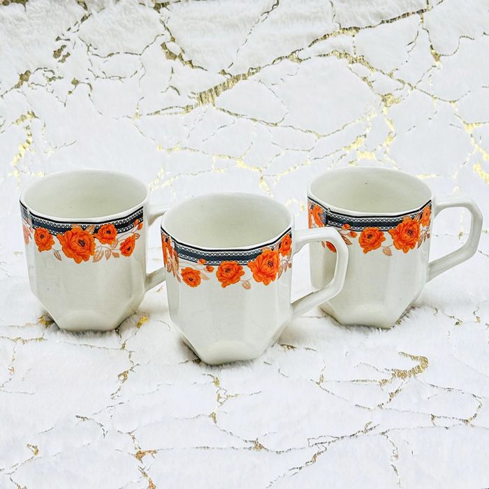 Orange Floral Daily Use Mugs