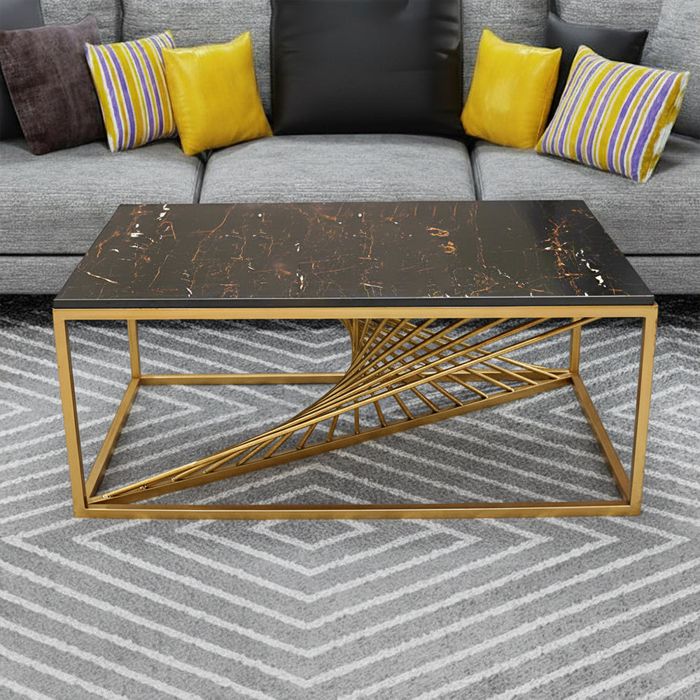 Spiral Center Table-MS Matte Golden