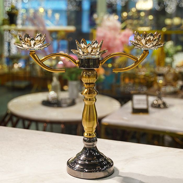Crystal Petals Metal Candle Stand