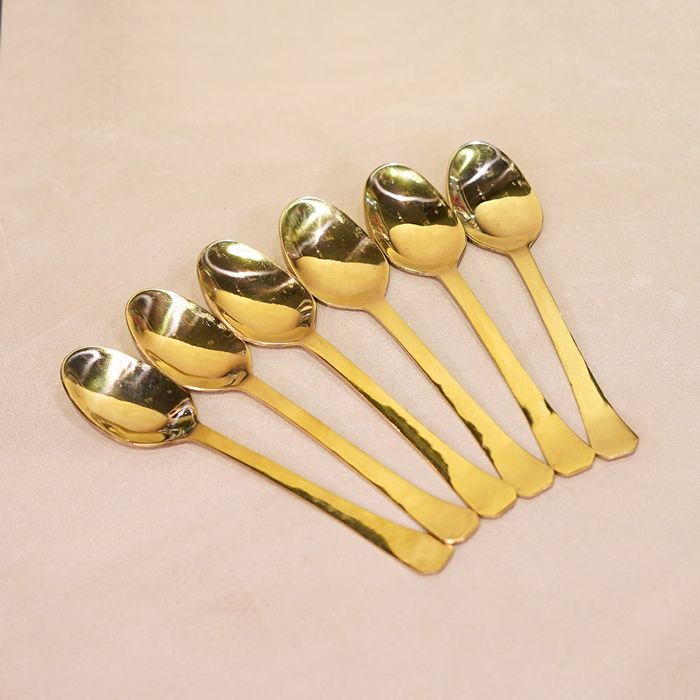 6pcs Diamond Cut Rice Spoons-14G-Golden PVD Coated