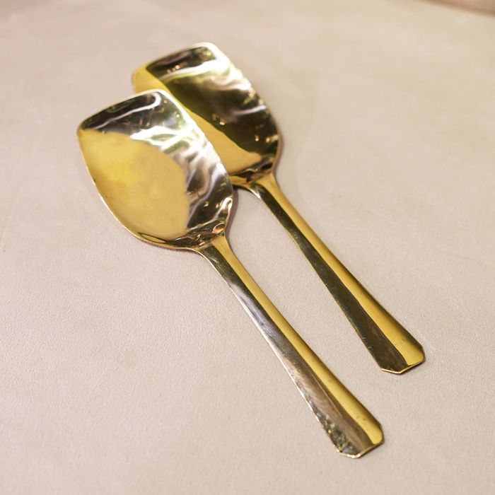 2pcs Diamond Cut Rice Serving Spoon-14G-Golden PVD Coated