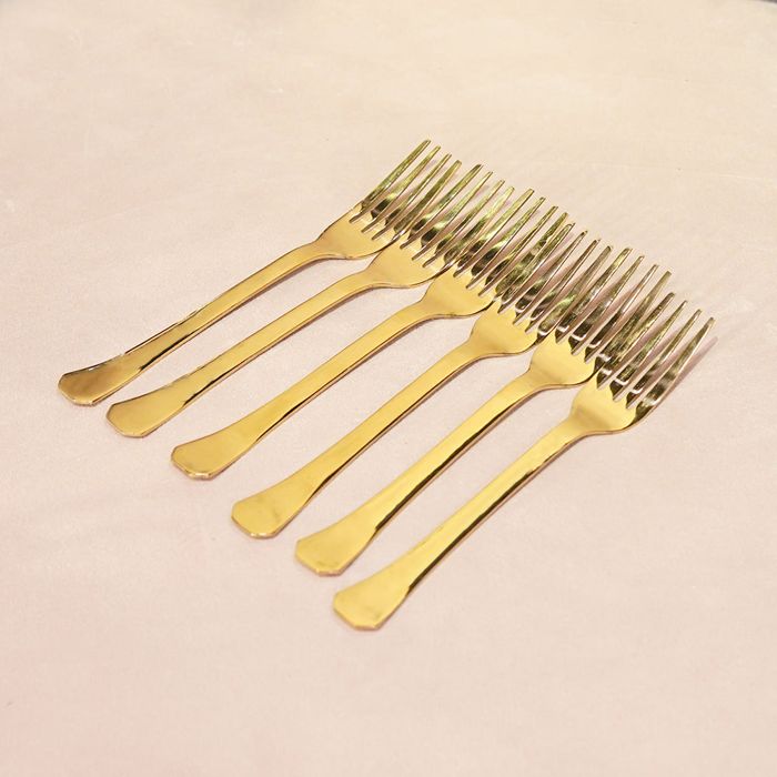 6pcs Diamond Cut Forks-14G-Golden PVD Coated