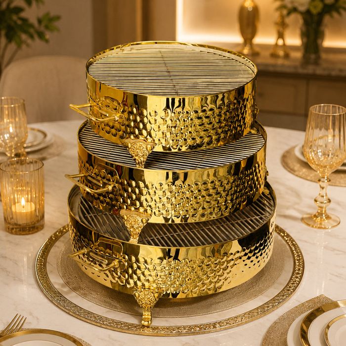 Round Golden BBQ Serving Grill
