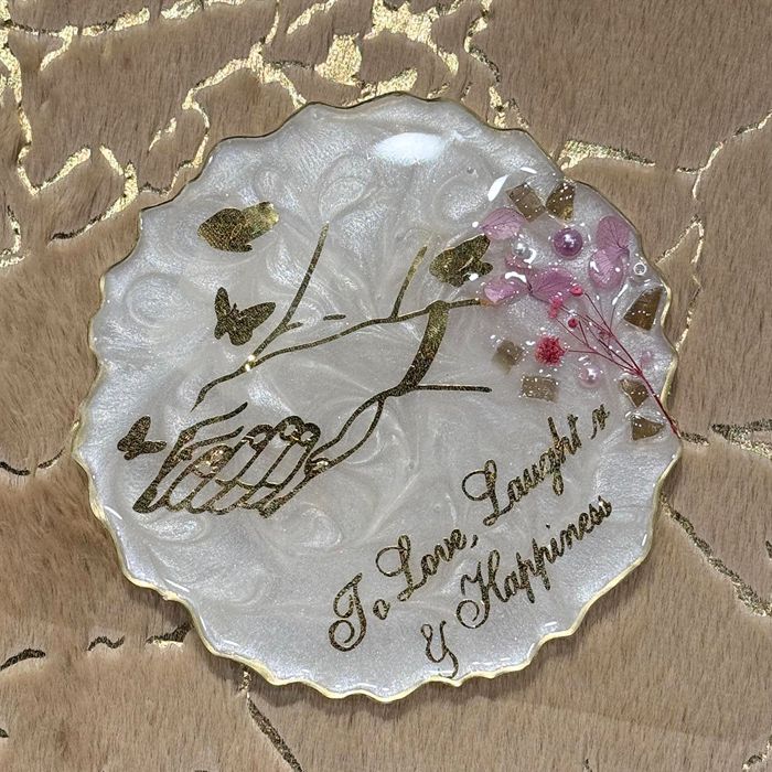 Resin Quotation Coasters With Metal Chrome Holder