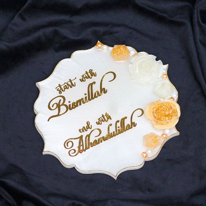 Resin White Alhamdullillah Ayat on Coaster