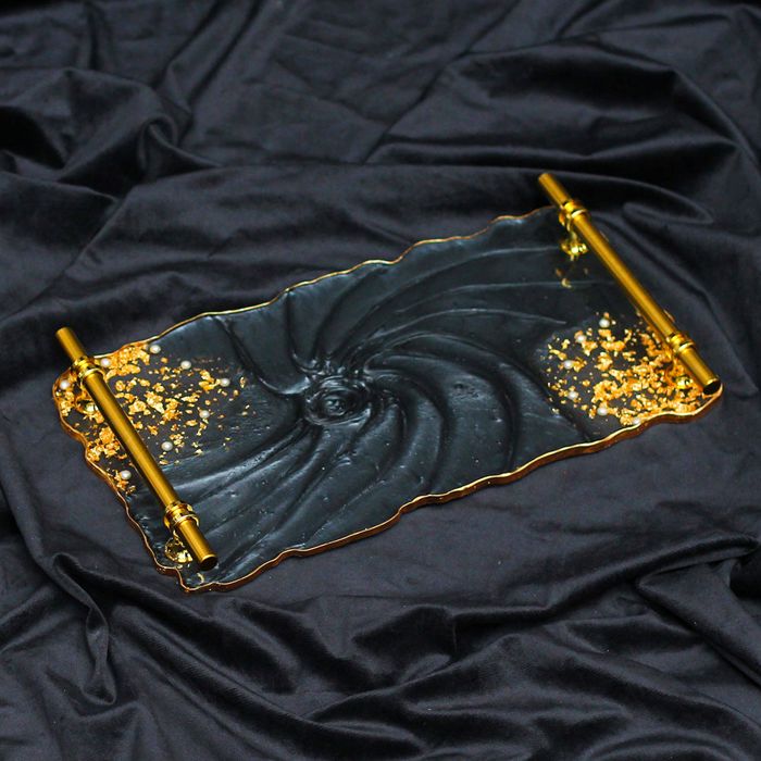 Resin Black Gold Vanity/ Serving Tray