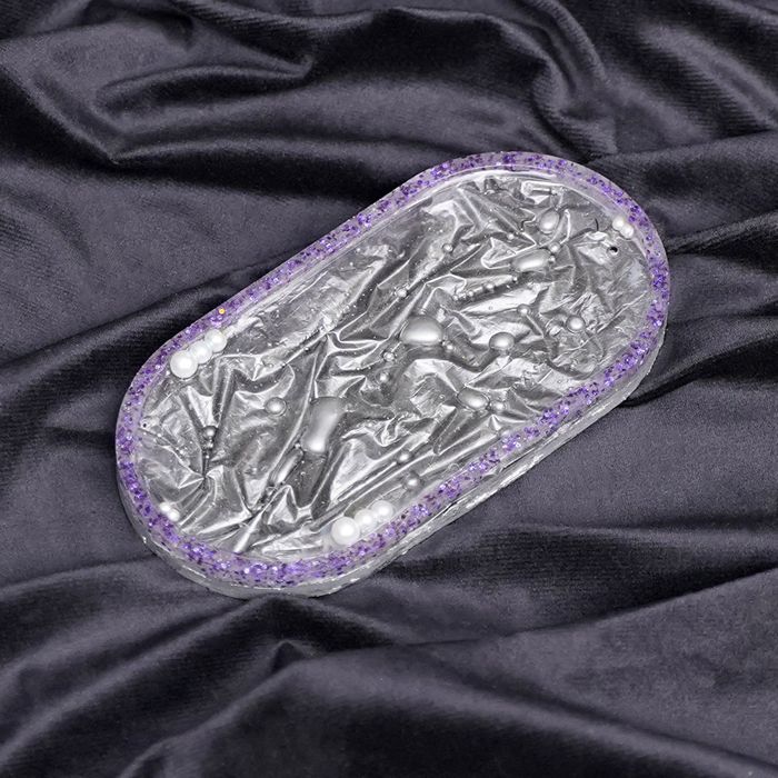 Resin Silver Velvet Jewellery/ Tasbeeh Holder
