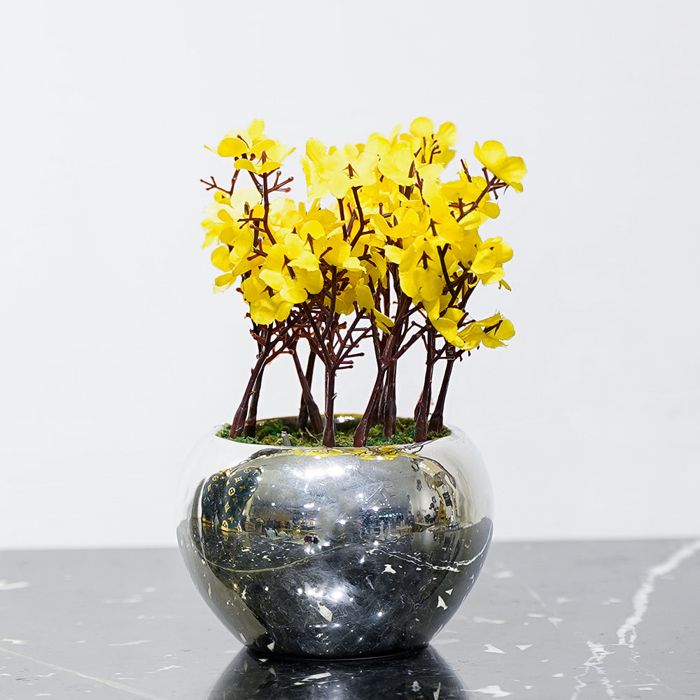 Shiny Silver Artificial Planter