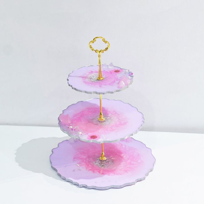 Fuscia Resin 3 Tier Platter