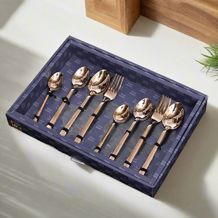 Toyo Nasic Rock-bottom 24pcs Cutlery Set with Gift Box-Golden PVD Coated