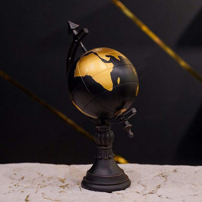 Black Gold Revolving World Map