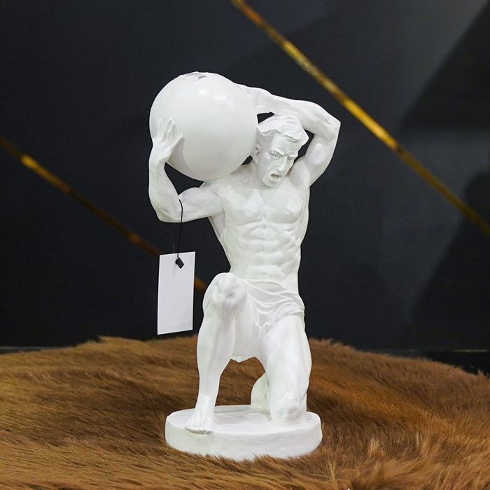 White Muscleman Sculpture