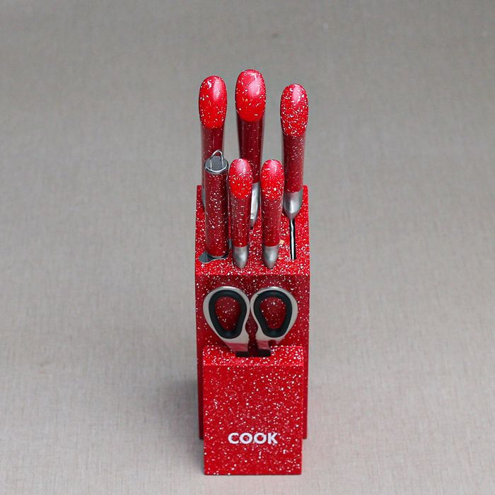 8PCS Red MARBLE COATED KNIFE SET