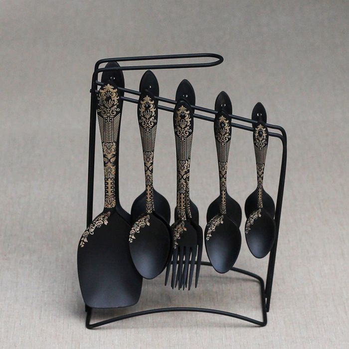 Classic STAINLESS STEEL BLACK COATED 29PCS CUTLERY SET