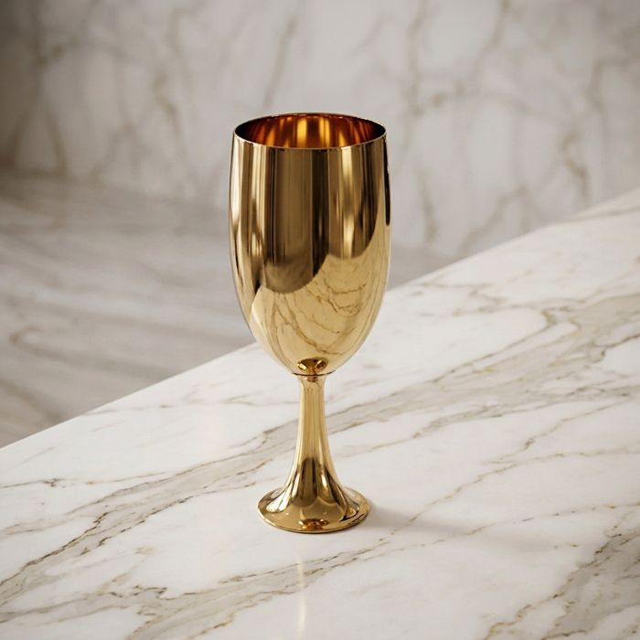 Round Wine King Size Glass-Golden PVD Coated
