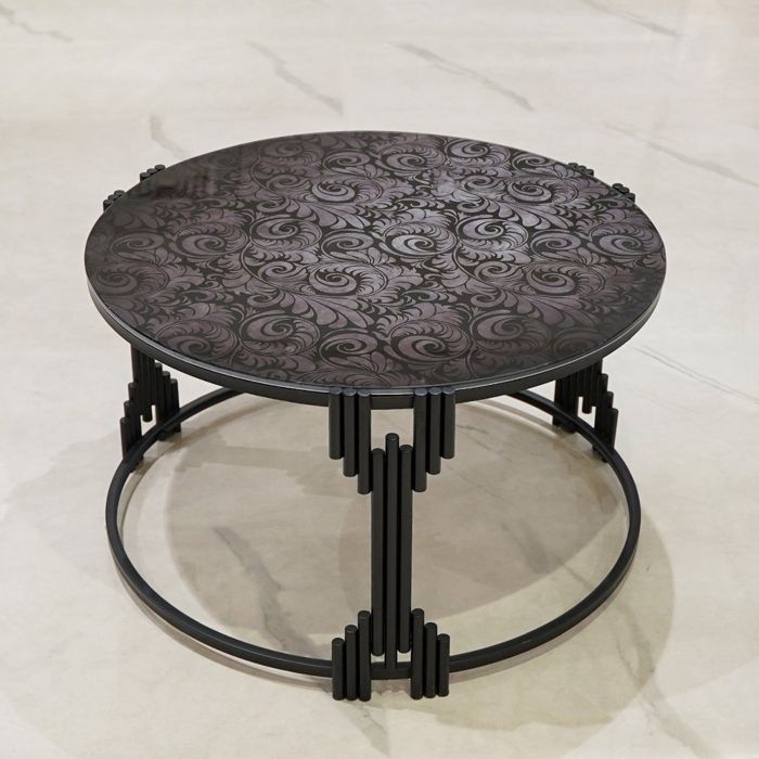 Hollow Round Center Table- Matte Black