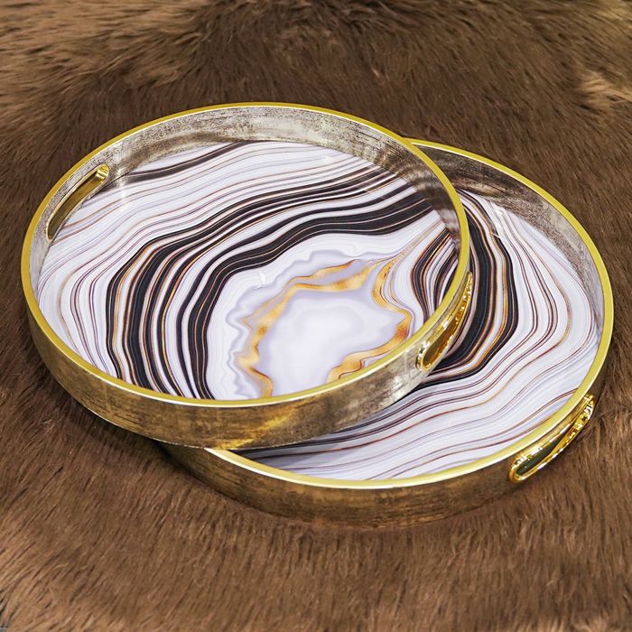 Canyon Lines ACRYLIC ROUND TRAY SET OF 2PCS