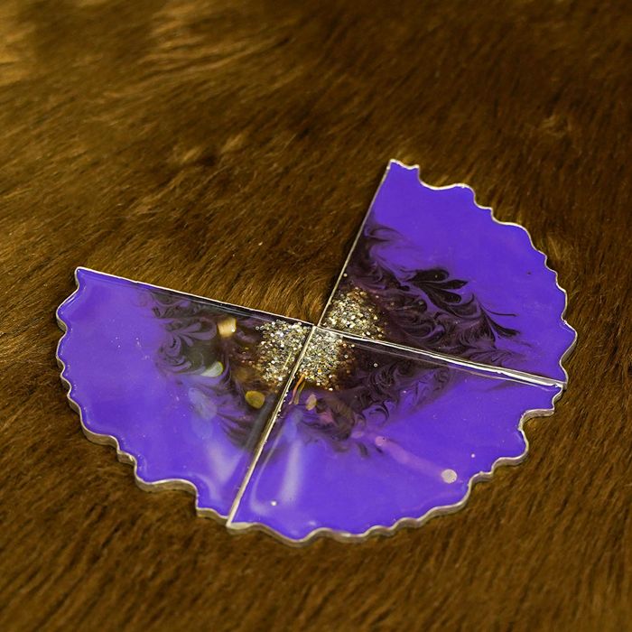 Purple Shimmer Gold RESIN GLASS COASTERS