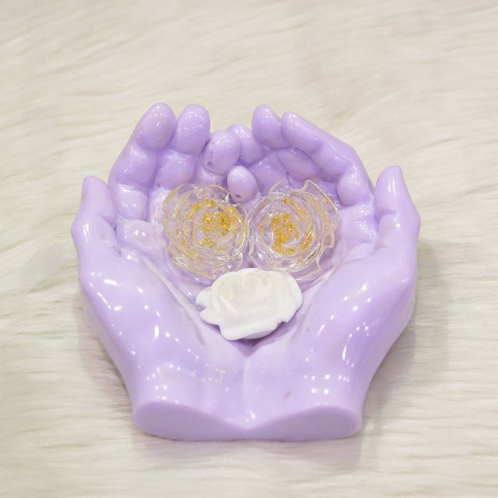 Violet Resin Palm with Petals