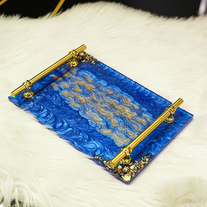 Cobalt Gold Resin Tray