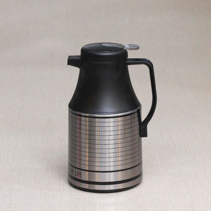 Porsachi Matt Black Silver Thermos