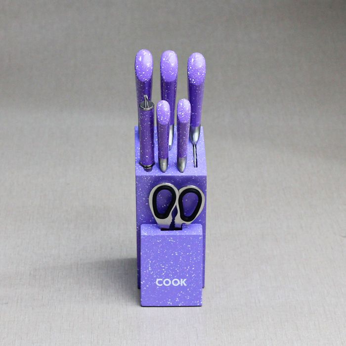 8pcs Purple Marble Coated Knife Set