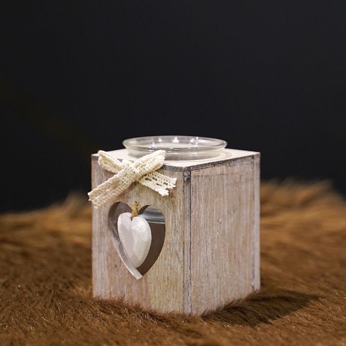 Wooden Hearted Candle Stand