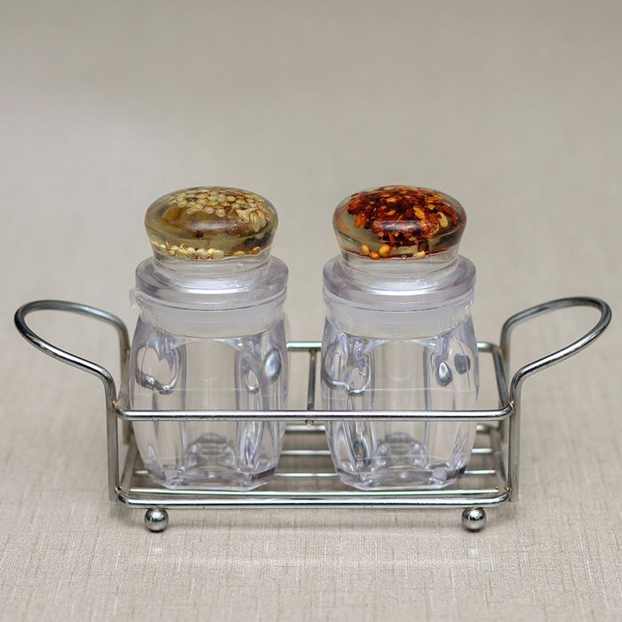 Salt & pepper shaker with stand