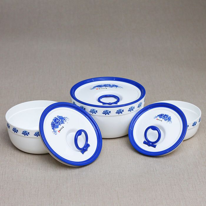 Blue Floral 3pcs Bowl Set