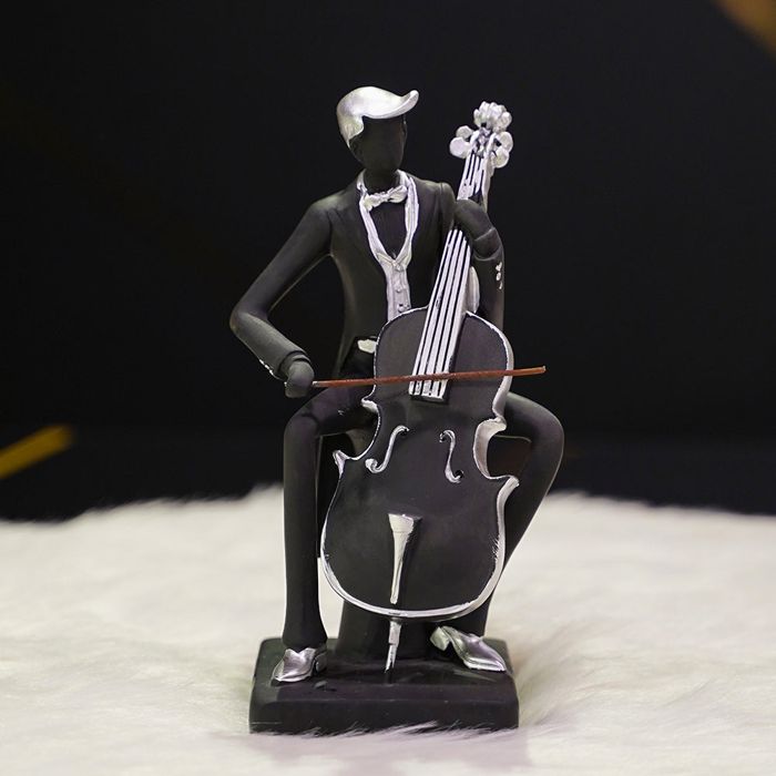 Black Cello Playing Statue