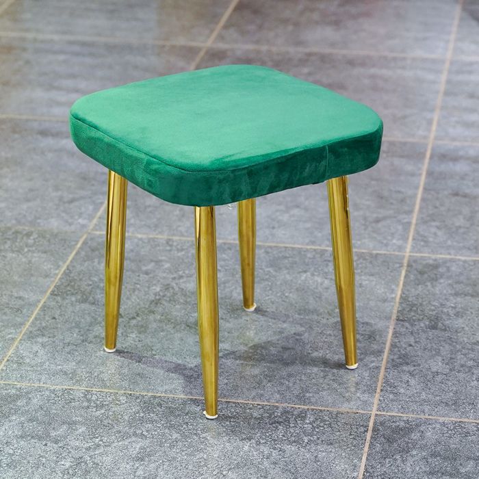 Lunar Stool-Green Seat-Golden PVD Coated