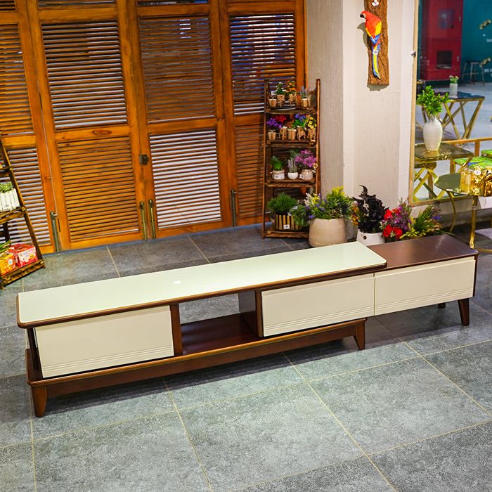 Expandable Imported Wooden Turkish LCD Rack with 3 Drawers