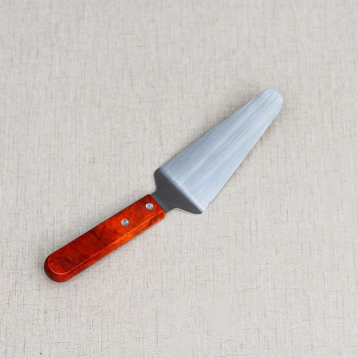 STAINLESS STEEL Tri shape PIZZA SERVER WITH WOODEN HANDLE