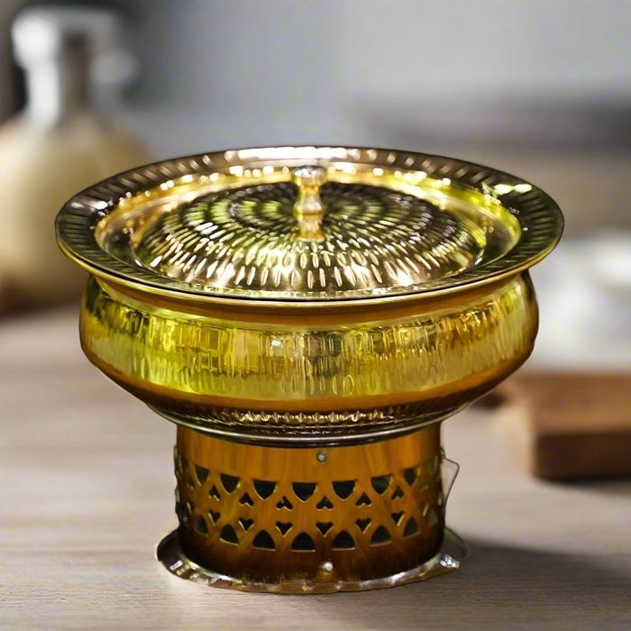 Classic Designed Gold Shahi Handi Sets and Handi with Base Sets - PVD Coated