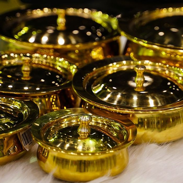 Classic Plain Shahi Handi with Base - PVD Coated