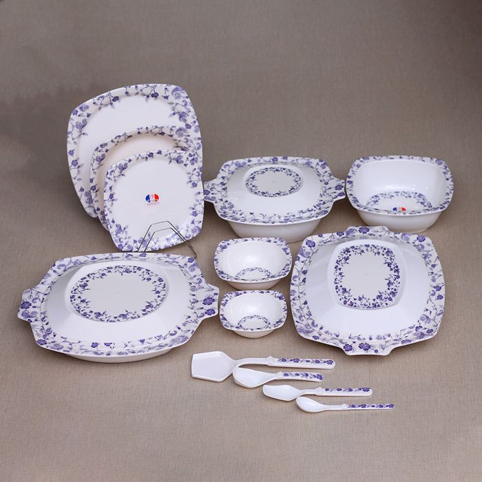 Floral imported purple dinner set of 80pcs