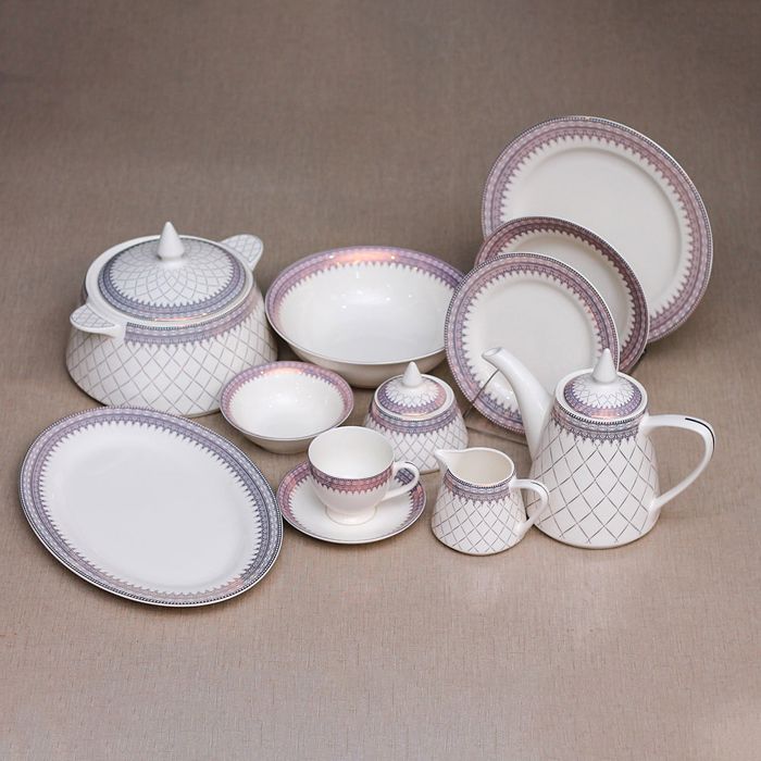 Elegance pink Bone china dinner set- 61pcs