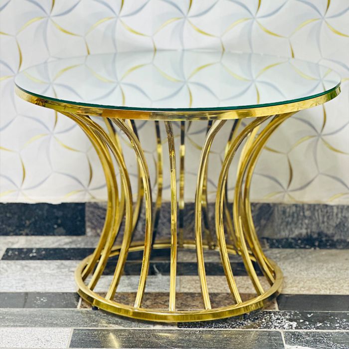 Modern Bloom Coffee Table with Glass Mirror Top and golden base