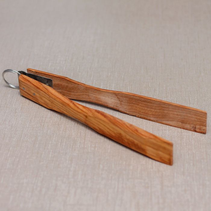 Natural wooden serving tong