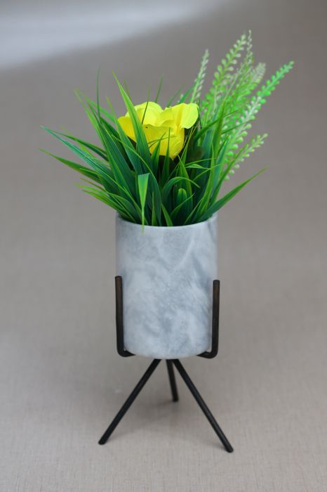 Straight Gray Marble Vase with Stand