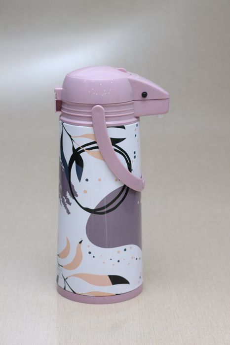 Floral Art designed thermos with handle